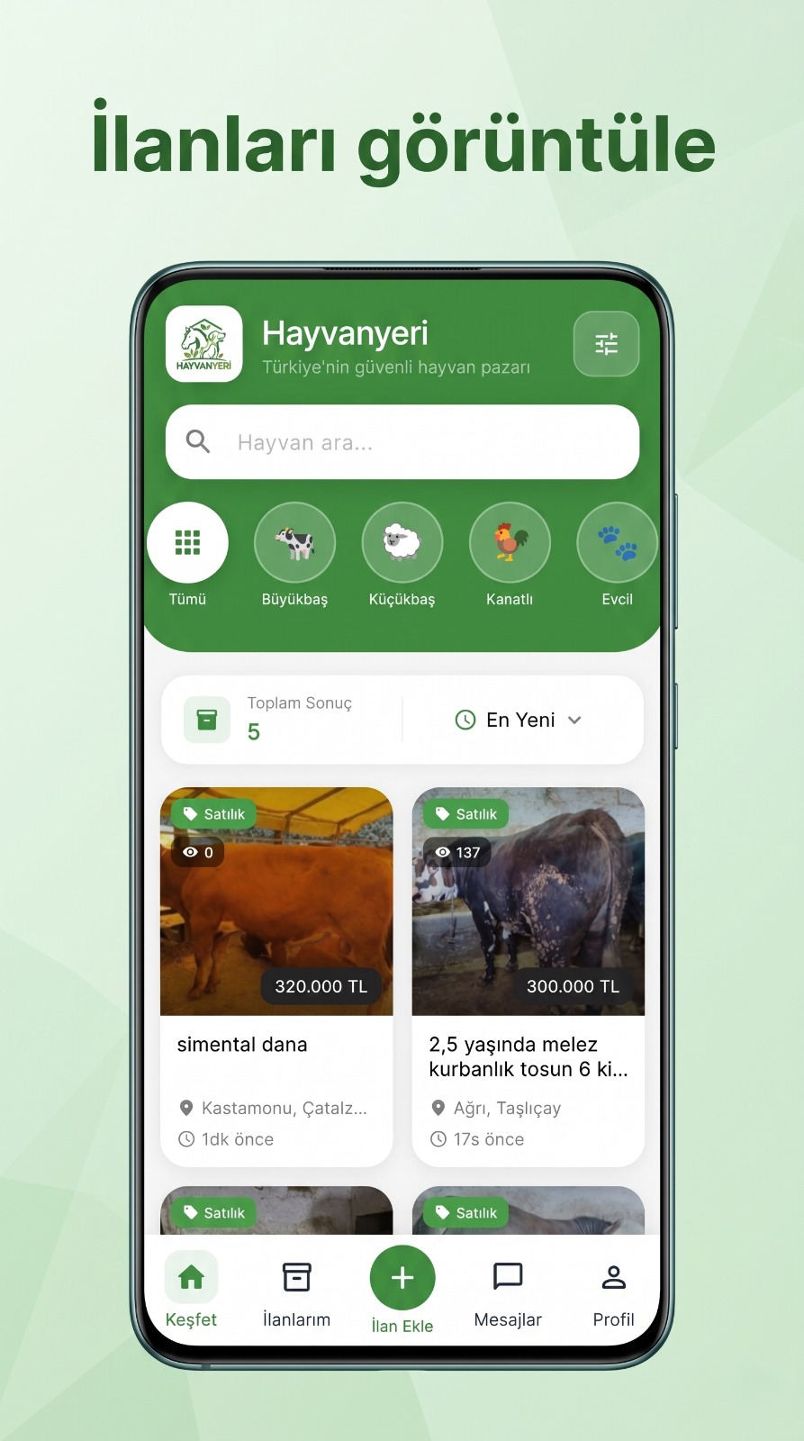Hayvanyeri Ana Ekran